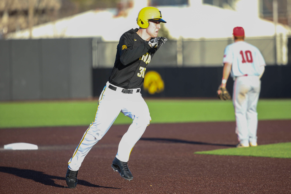 Iowa outfielder Connor McCaffery at the game vs. Bradley on Tuesday, March 26, 2019 at (place). (Lily Smith/hawkeyesports.com)