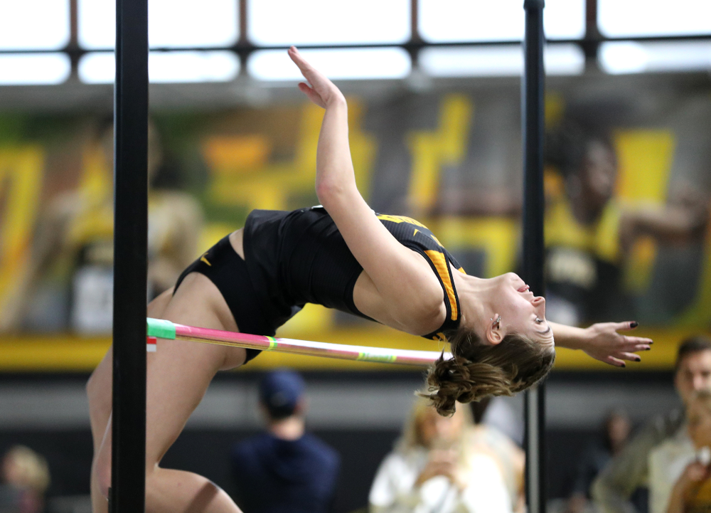 Iowa's Aubrianna Lantrip competes in the high jump during the 2019 Larry Wieczorek Invitational Friday, January 18, 2019 at the Hawkeye Tennis and Recreation Center. (Brian Ray/hawkeyesports.com)