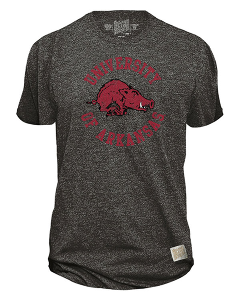 Arkansas Razorbacks Retro Brand Running Hog Logo T-Shirt Charcoal - Arkansas Razorbacks Store 