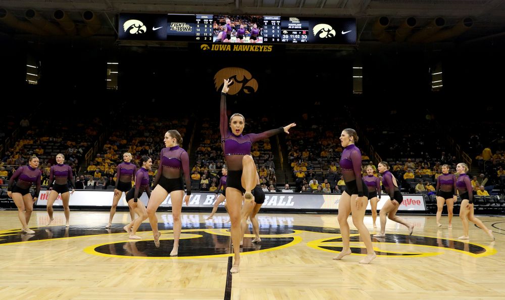 The Iowa Dance Team performs their Jazz Routine at halftime of the Iowa Hawkeyes game against Maryland Thursday, January 9, 2020 at Carver-Hawkeye Arena. (Brian Ray/hawkeyesports.com)