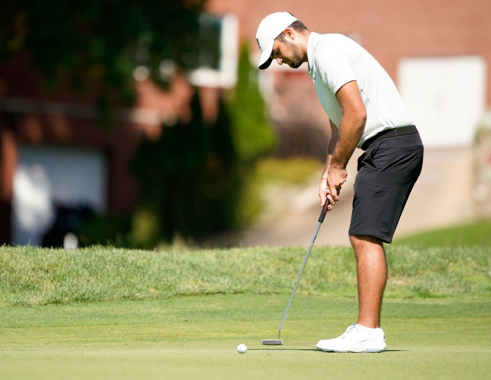 Iowa’s Gonzalo Leal putts during the second day of the Golfweek Conference Challenge at the Cedar Rapids Country Club in Cedar Rapids on Monday, Sep 16, 2019. (Stephen Mally/hawkeyesports.com)