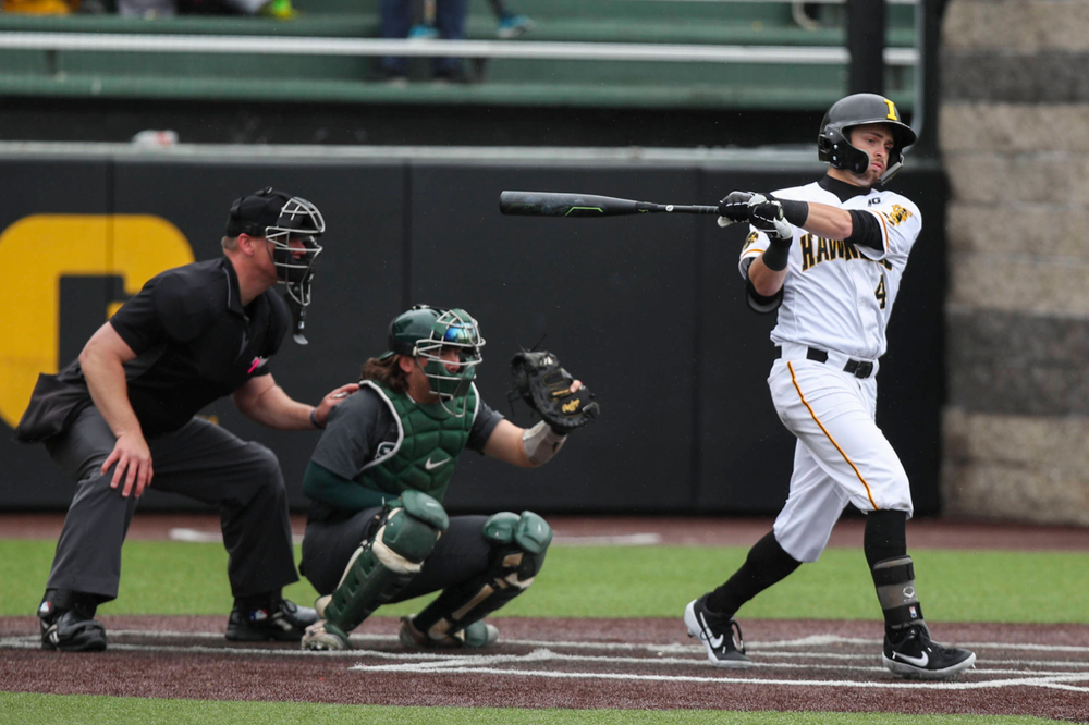 Iowa infielder Mitchell Boe during baseball vs Michigan State game 3 at Duane Banks Field on Sunday, May 12, 2019. (Lily Smith/hawkeyesports.com)