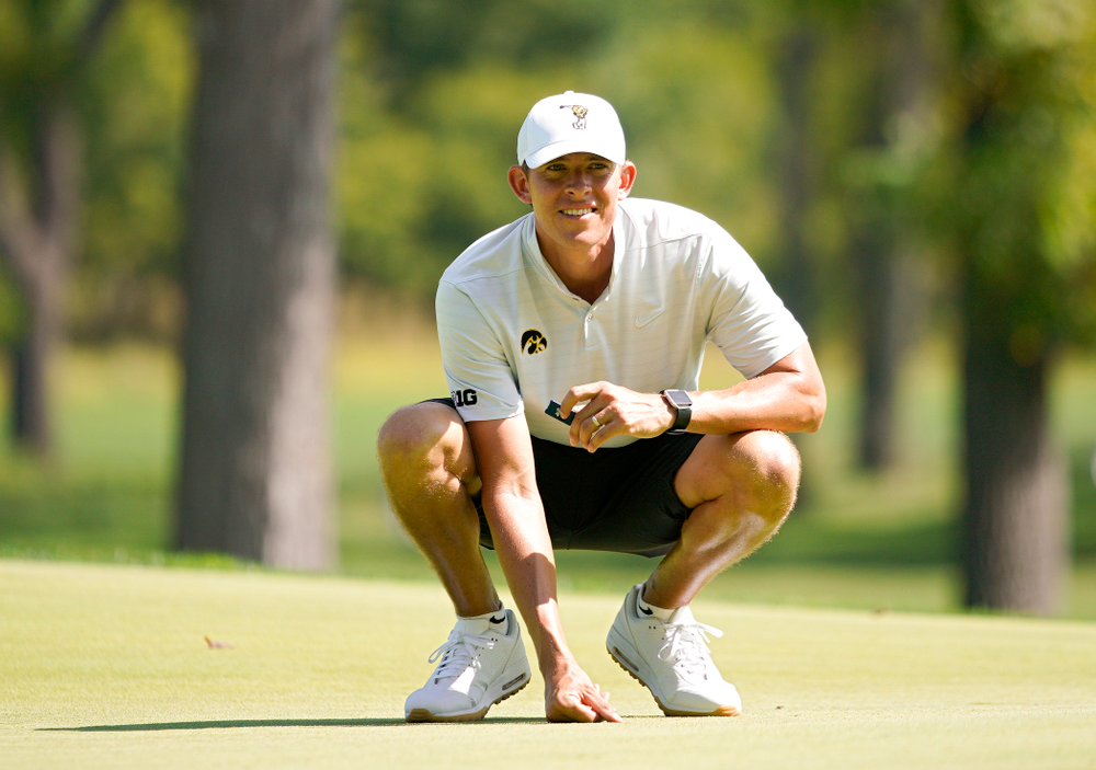 Iowa assistant coach Charlie Hoyle looks on during the second day of the Golfweek Conference Challenge at the Cedar Rapids Country Club in Cedar Rapids on Monday, Sep 16, 2019. (Stephen Mally/hawkeyesports.com)