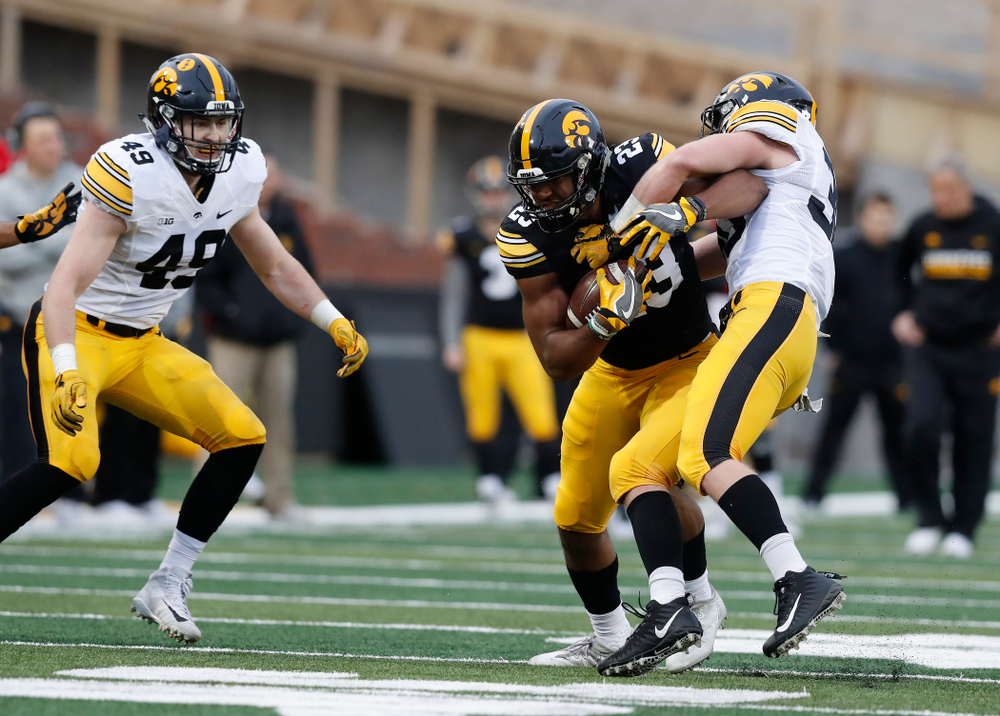 Iowa Hawkeyes wide receiver Dominique Dafney (23) during the final spring practice Friday, April 20, 2018 at Kinnick Stadium. (Brian Ray/hawkeyesports.com)