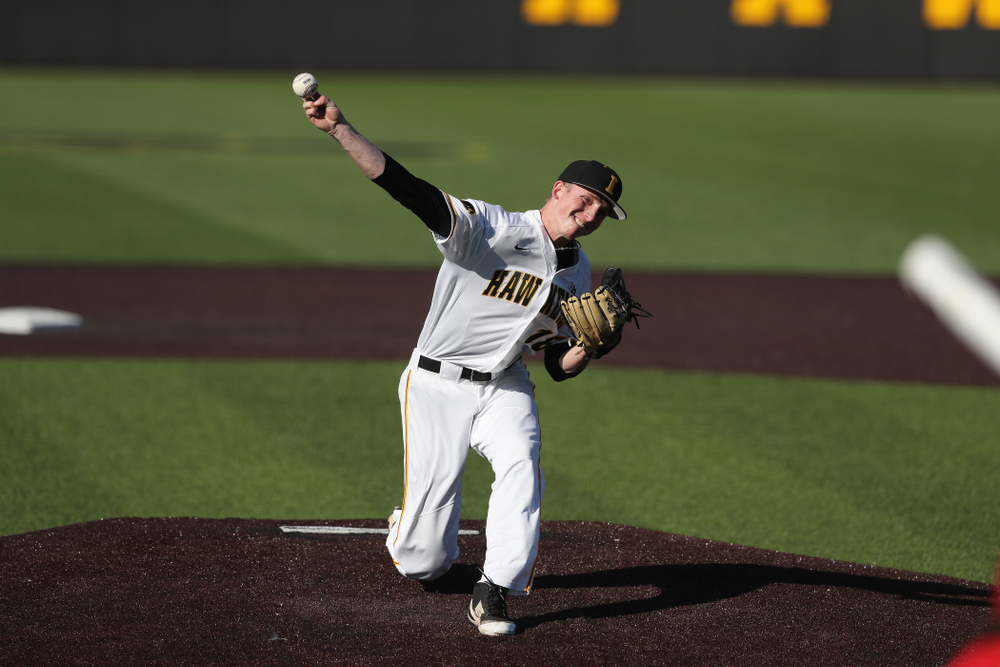 Iowa Hawkeyes Shane Ritter (18) against the Nebraska Cornhuskers Saturday, April 20, 2019 at Duane Banks Field. (Brian Ray/hawkeyesports.com)