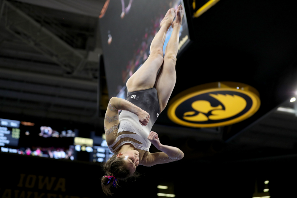 IowaÕs Bridget Killian competes on the beam against Ball State and Air Force Saturday, January 11, 2020 at Carver-Hawkeye Arena. (Brian Ray/hawkeyesports.com)
