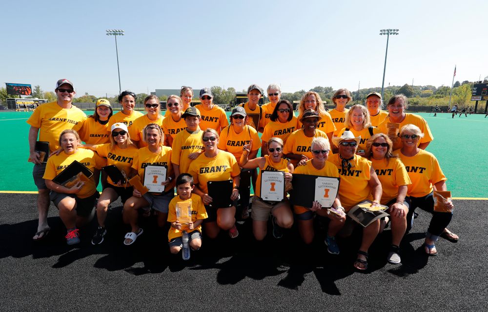 Former field hockey players receive their varsity letters before the Iowa Hawkeyes game against Indiana Sunday, September 16, 2018 at Grant Field. (Brian Ray/hawkeyesports.com)