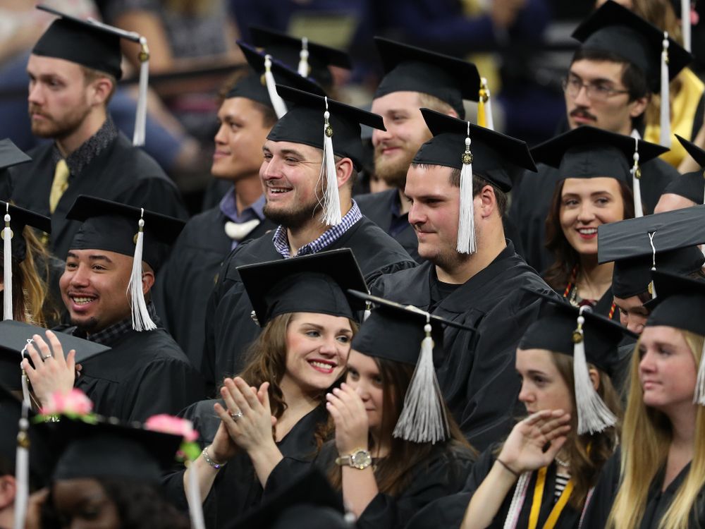 Iowa Football's Keegan Render and Ross Reynolds during the Fall Commencement Ceremony Saturday, December 15, 2018 at Carver-Hawkeye Arena. (Brian Ray/hawkeyesports.com)