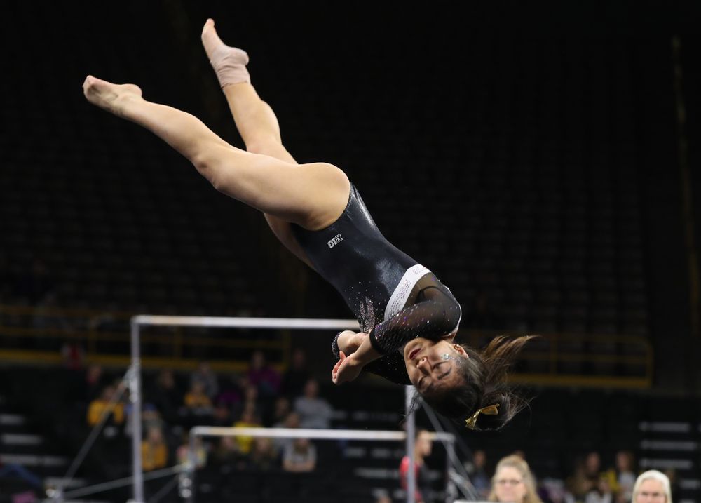 Iowa's Clair Kaji competes on the floor against the Rutgers Scarlet Knights Saturday, January 26, 2019 at Carver-Hawkeye Arena. (Brian Ray/hawkeyesports.com)