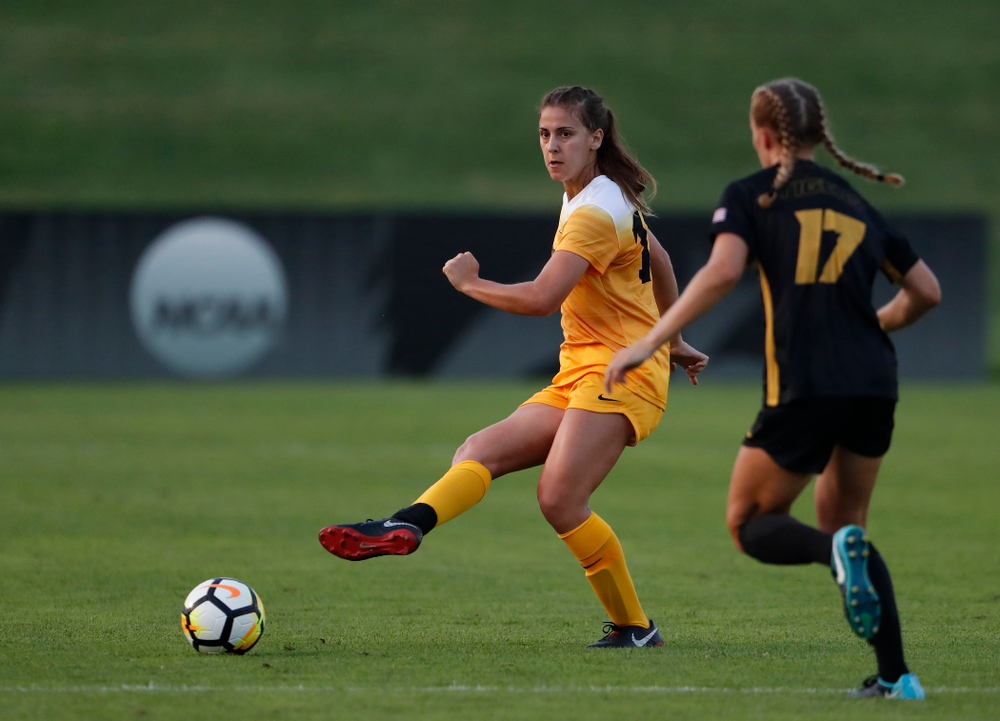 Iowa Hawkeyes Hannah Drkulec (17) against the Missouri Tigers Friday, August 17, 2018 at the Iowa Soccer Complex. (Brian Ray/hawkeyesports.com)