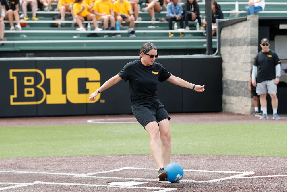 Women's Basketball Director of Player Development Abby Stamp during the Iowa Student Athlete Kickoff Kickball game Sunday, August 19, 2018 at Duane Banks Field. (Brian Ray/hawkeyesports.com)