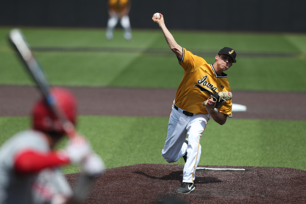 Iowa Hawkeyes Grant Judkins (7) against the Nebraska Cornhuskers Sunday, April 21, 2019 at Duane Banks Field. (Brian Ray/hawkeyesports.com)