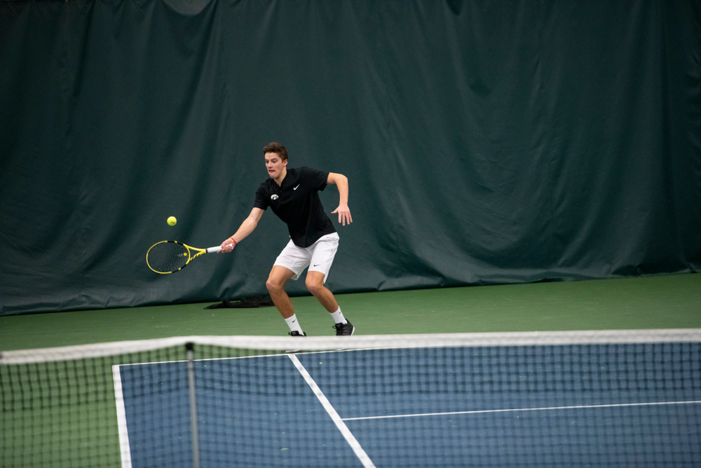 The Iowa men's tennis team competes against Cornell in The Rise Tennis Center in Ithaca, NY on Sunday, Feb. 24, 2019.