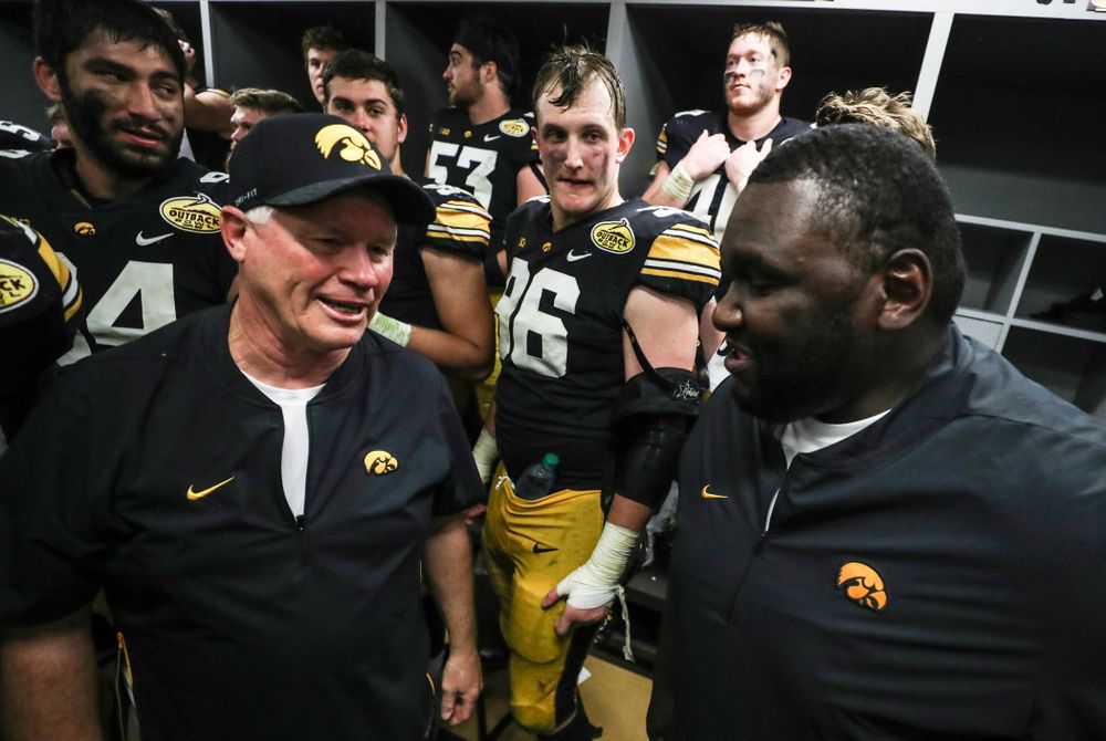 Kelvin Bell and Reese Morgan against the Mississippi State Bulldogs in the 2019 Outback Bowl Tuesday, January 1, 2019 at Raymond James Stadium. (Max Allen/hawkeyesports.com)