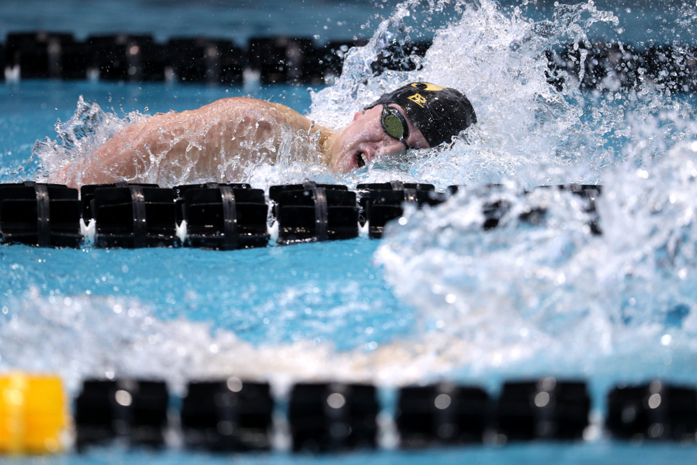 Iowa's Michael Tenney swims in the preliminaries of the 500-yard freestyle during the 2019 Big Ten Swimming and Diving Championships Thursday, February 28, 2019 at the Campus Wellness and Recreation Center. (Brian Ray/hawkeyesports.com)