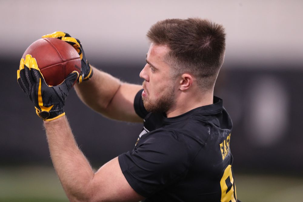 Iowa Hawkeyes wide receiver Nick Easley (84) during the teamÕs annual Pro Day Monday, March 25, 2019 at the Hansen Football Performance Center. (Brian Ray/hawkeyesports.com)