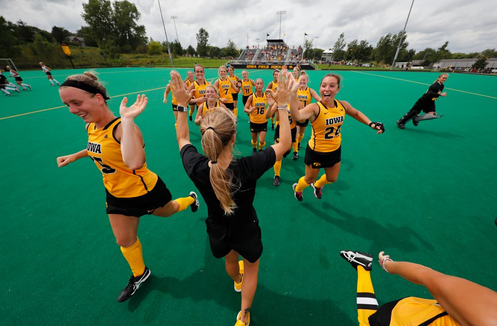 Iowa Hawkeyes Riley Kniptash (15) and Cat Nicholson (24) against Ball State Sunday, September 2, 2018 at Grant Field. (Brian Ray/hawkeyesports.com)