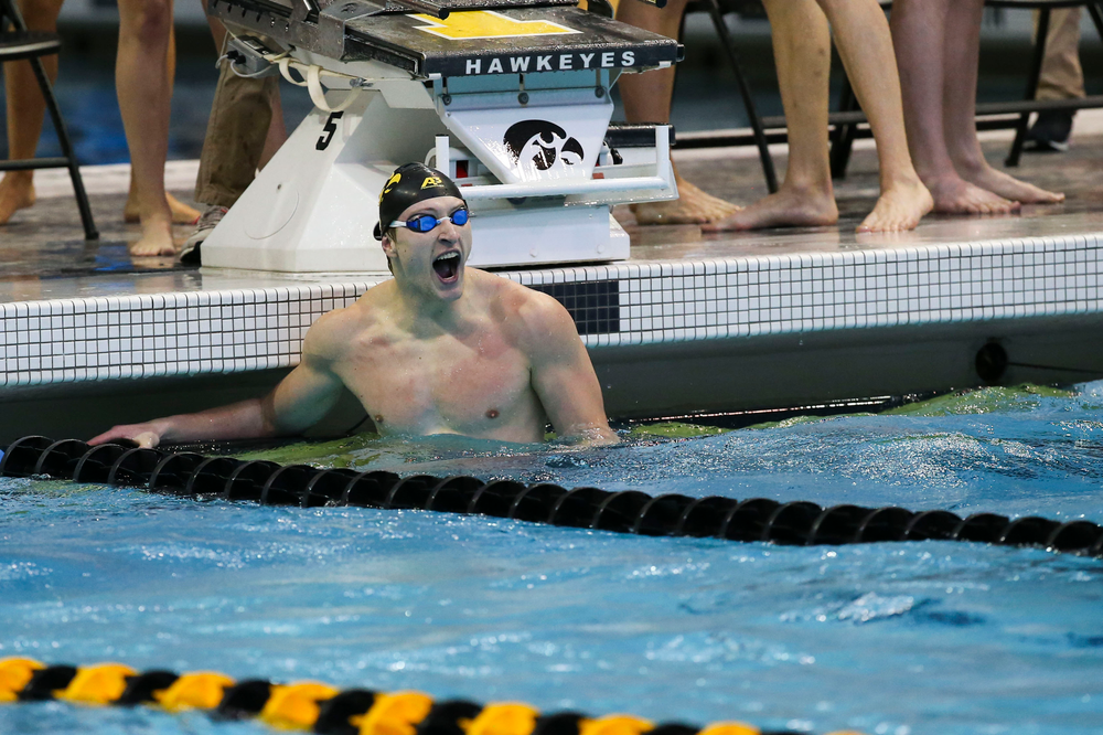 Iowa’s Joe Myhre during Iowa swim and dive vs Minnesota on Saturday, October 26, 2019 at the Campus Wellness and Recreation Center. (Lily Smith/hawkeyesports.com)