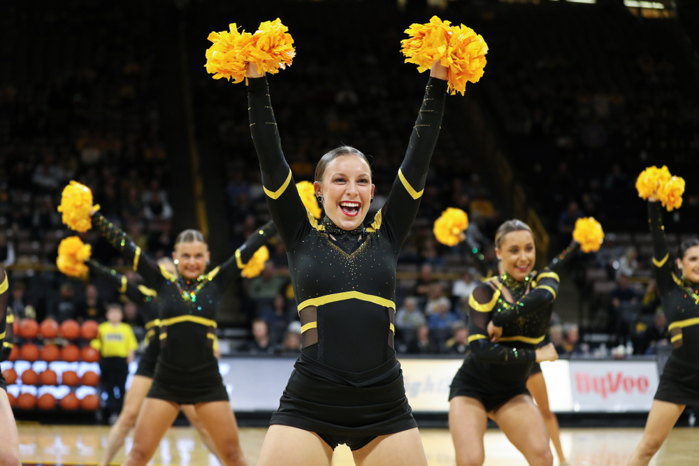 The Iowa Dance Team performs at halftime of the Iowa Hawkeyes game against North Florida Thursday, November 21, 2019 at Carver-Hawkeye Arena. (Brian Ray/hawkeyesports.com)