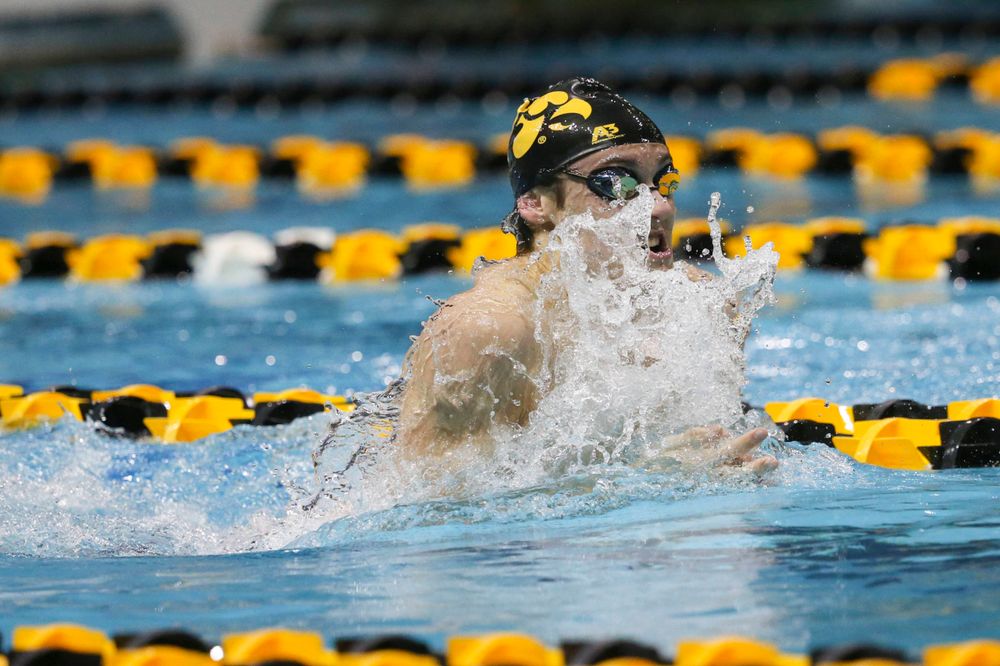 Iowa's Daniel Swanepoel at the 200-yard breaststroke race Saturday, March 2, 2019 at the Campus Recreation and Wellness Center. (Lily Smith/hawkeyesports.com)
