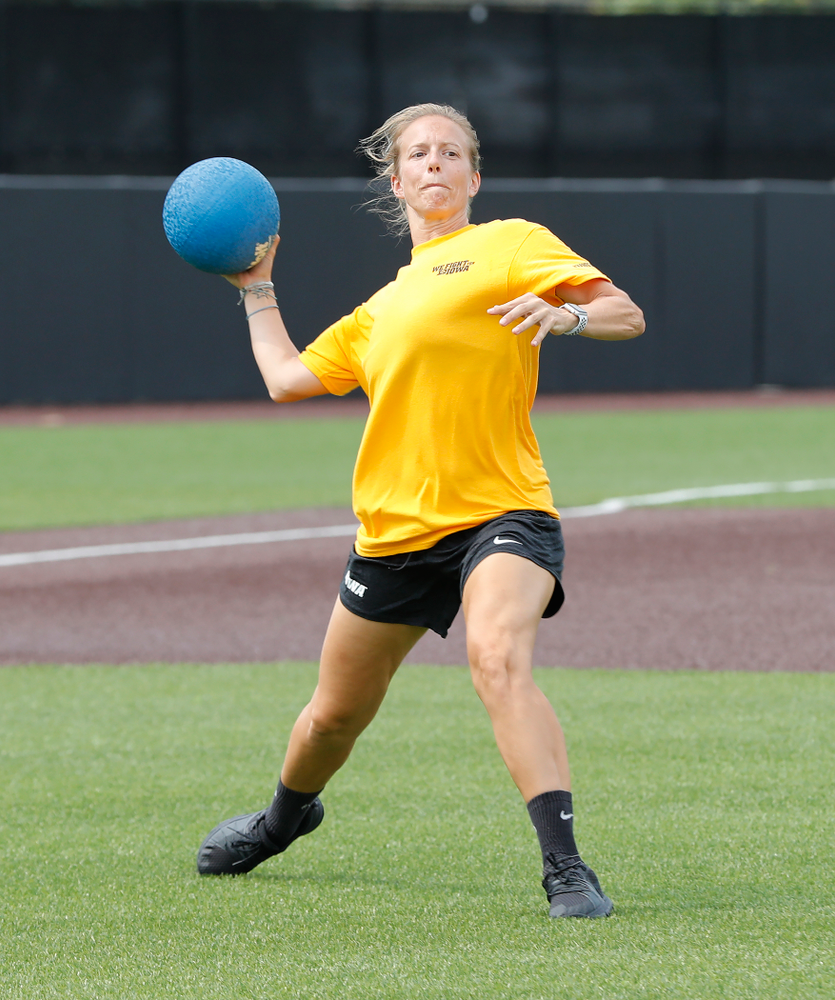 Field Hockey Asst. Coach Roz Ellis during the Iowa Student Athlete Kickoff Kickball game Sunday, August 19, 2018 at Duane Banks Field. (Brian Ray/hawkeyesports.com)