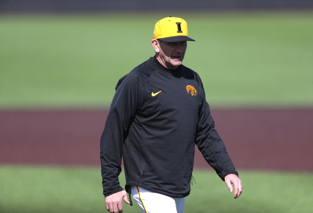 Head Coach Rick Heller against California State Northridge Sunday, March 17, 2019 at Duane Banks Field. (Brian Ray/hawkeyesports.com)