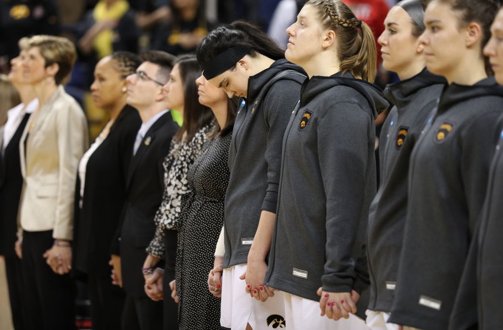 Iowa Hawkeyes forward Megan Gustafson (10) against the NC State Wolfpack in the regional semi-final of the 2019 NCAA Women's College Basketball Tournament Saturday, March 30, 2019 at Greensboro Coliseum in Greensboro, NC.(Brian Ray/hawkeyesports.com)