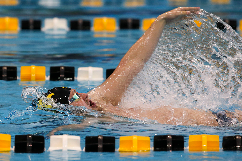 Iowa’s Caleb Babb during Iowa swim and dive vs Minnesota on Saturday, October 26, 2019 at the Campus Wellness and Recreation Center. (Lily Smith/hawkeyesports.com)