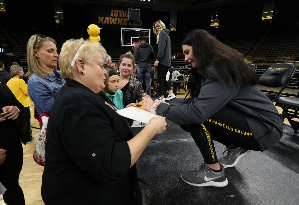 Iowa Hawkeyes forward Megan Gustafson (10) during the teamÕs Celebr-Eight event Wednesday, April 24, 2019 at Carver-Hawkeye Arena. (Brian Ray/hawkeyesports.com)