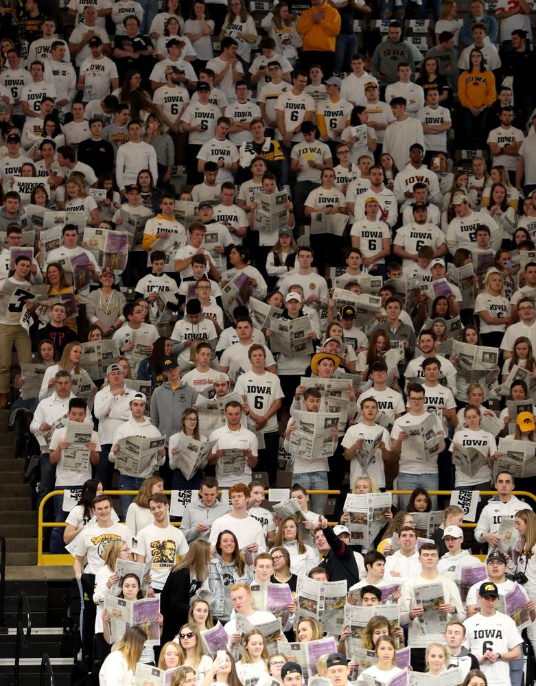 The Hawks Nest against the Illinois Fighting Illini Sunday, February 2, 2020 at Carver-Hawkeye Arena. (Brian Ray/hawkeyesports.com)
