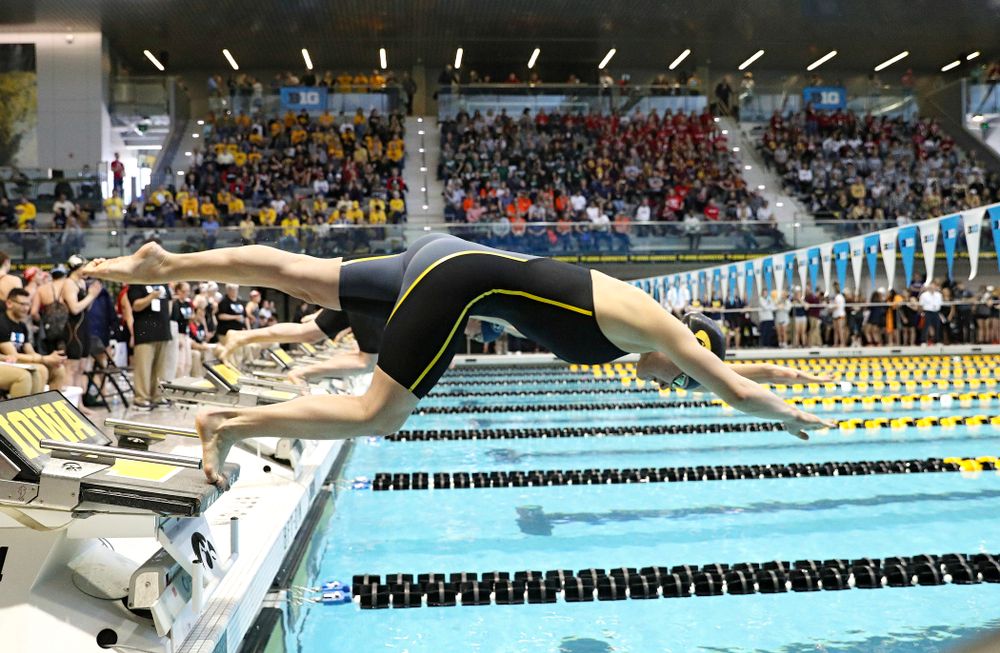 Iowa’s Grace Reeder swims the women’s 200 yard individual medley preliminary event during the 2020 Women’s Big Ten Swimming and Diving Championships at the Campus Recreation and Wellness Center in Iowa City on Thursday, February 20, 2020. (Stephen Mally/hawkeyesports.com)