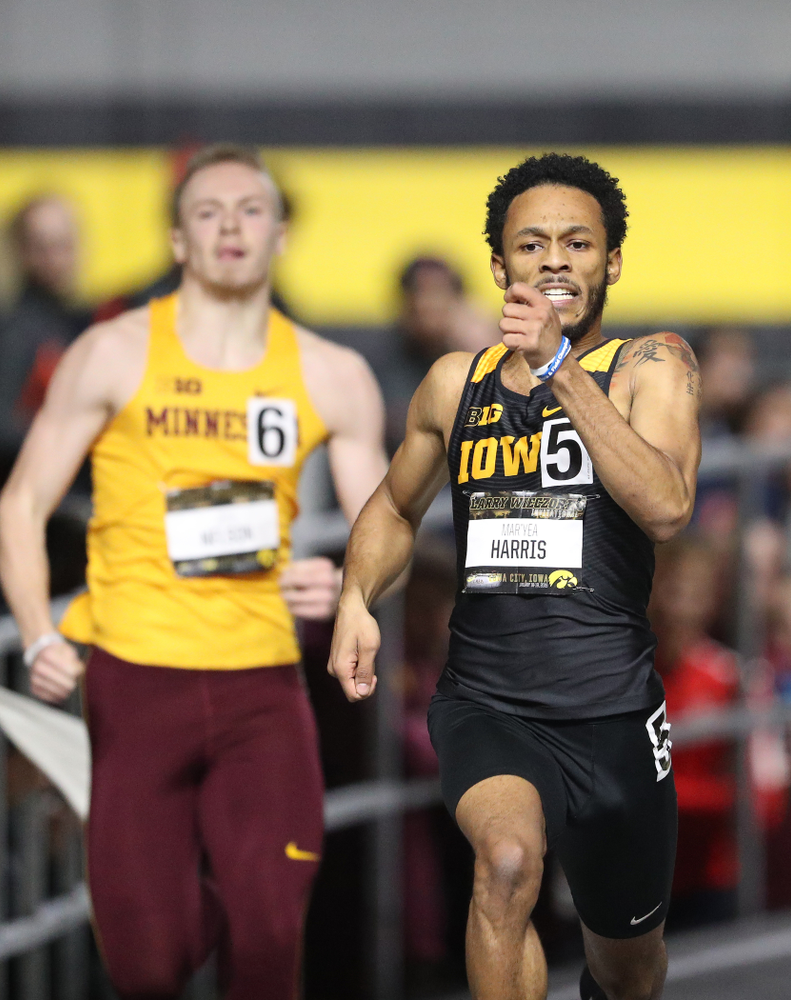 Iowa's Mar'Yea Harris runs the 200 meter premier during the 2019 Larry Wieczorek Invitational Friday, January 18, 2019 at the Hawkeye Tennis and Recreation Center. (Brian Ray/hawkeyesports.com)
