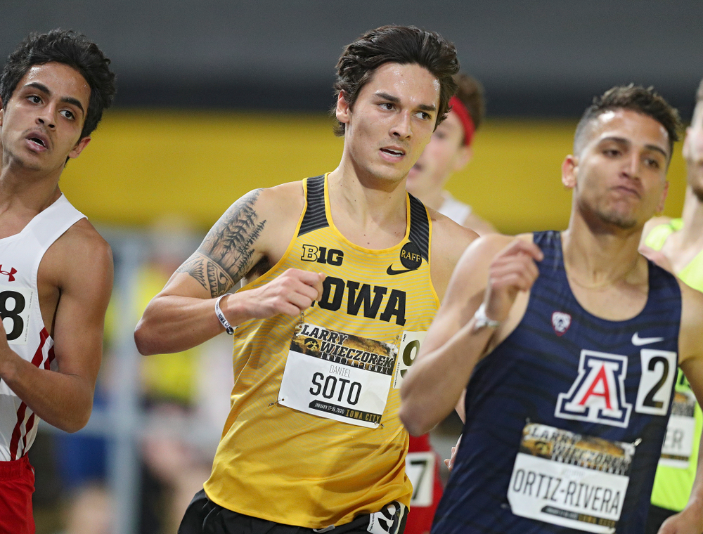 Iowa’s Daniel Soto runs the men’s 1 mile run event during the Larry Wieczorek Invitational at the Recreation Building in Iowa City on Saturday, January 18, 2020. (Stephen Mally/hawkeyesports.com)