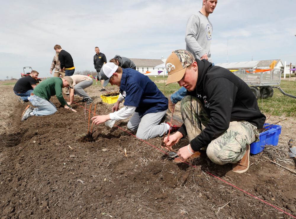Members of the Iowa Wrestling Team volunteer during the Iowa Athletics Department's annual Day of Caring Sunday, April 22, 2018. (Brian Ray/hawkeyesports.com)