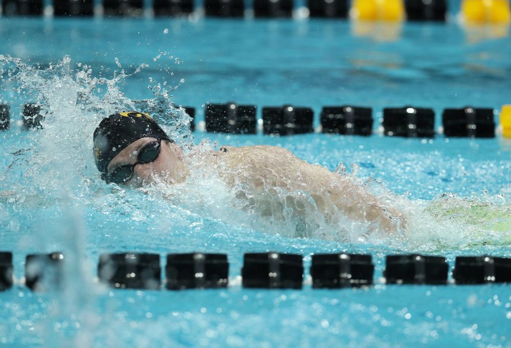 Iowa's Ben Colin swims the 500 yard freestyle Thursday, November 15, 2018 during the 2018 Hawkeye Invitational at the Campus Recreation and Wellness Center. (Brian Ray/hawkeyesports.com)