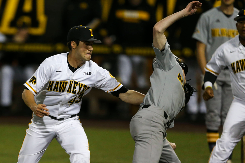 Iowa pitcher Grant Leonard at baseball vs Milwaukee on Tuesday, April 23, 2019 at Duane Banks Field. (Lily Smith/hawkeyesports.com)