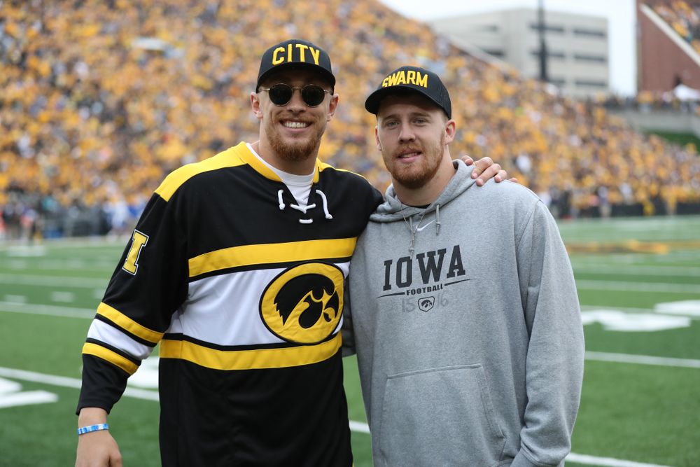 George Kittle and C.J. Beathard against Middle Tennessee State Saturday, September 28, 2019 at Kinnick Stadium. (Max Allen/hawkeyesports.com)