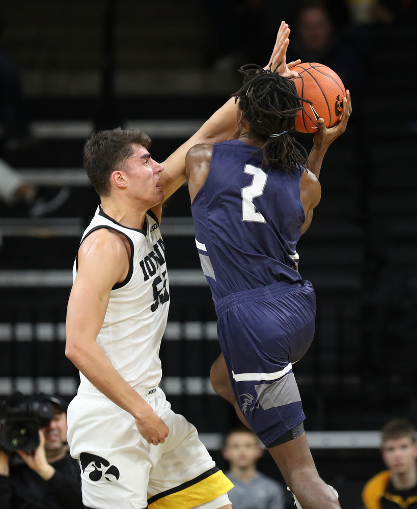 Iowa Hawkeyes forward Luka Garza (55) against North Florida Thursday, November 21, 2019 at Carver-Hawkeye Arena. (Brian Ray/hawkeyesports.com)