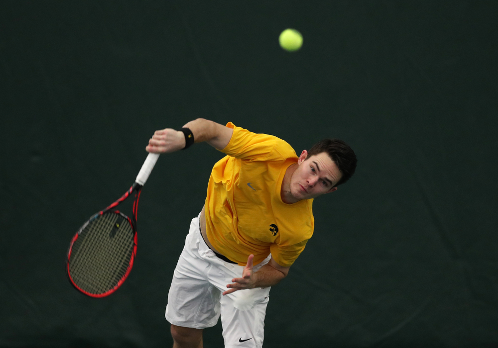 Jonas Larsen and Kareem Allaf against Utah Sunday, February 10, 2019 at the Hawkeye Tennis and Recreation Complex. (Brian Ray/hawkeyesports.com)