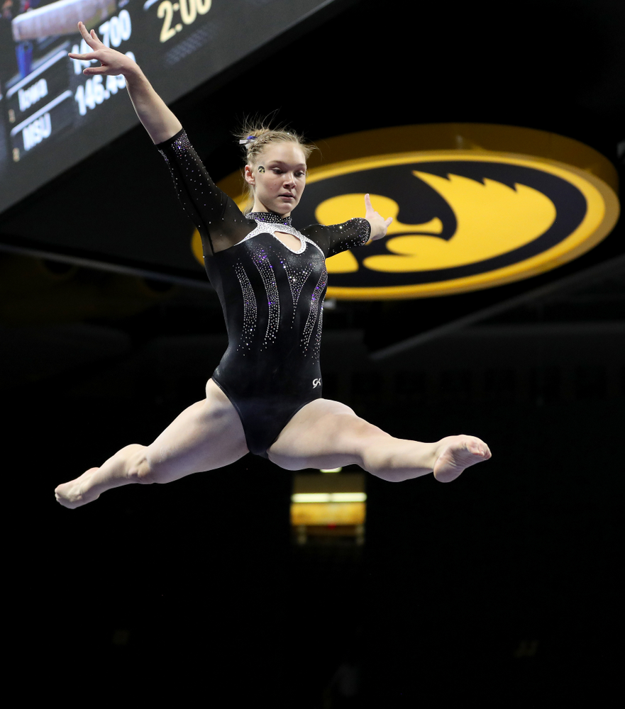 Iowa’s Allyson Steffensmeier competes on the beam against Michigan State Saturday, February 1, 2020 at Carver-Hawkeye Arena. (Brian Ray/hawkeyesports.com)