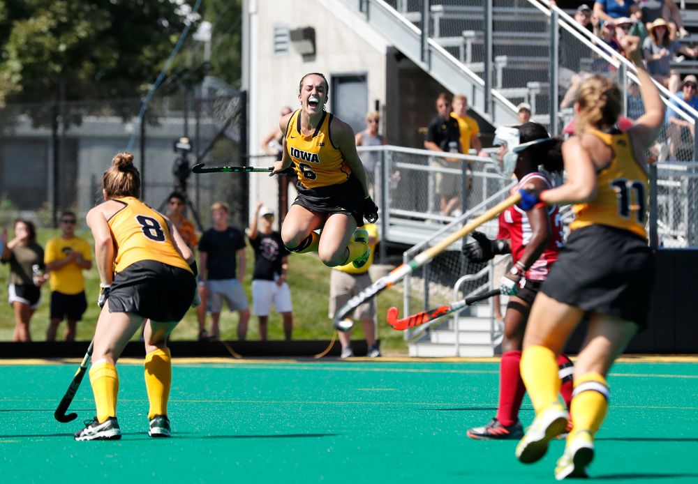 Iowa Hawkeyes Anthe Nijziel (6) scores against Indiana Sunday, September 16, 2018 at Grant Field. (Brian Ray/hawkeyesports.com)