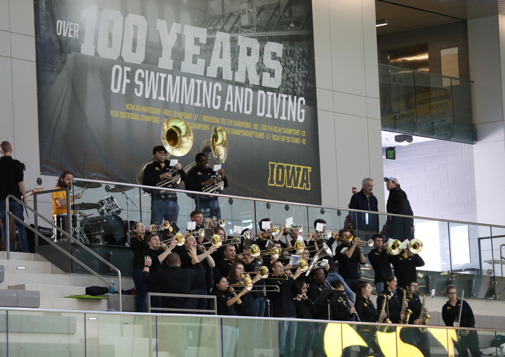 The Iowa Pep Band during a double dual against Wisconsin and Northwestern Saturday, January 19, 2019 at the Campus Recreation and Wellness Center. (Brian Ray/hawkeyesports.com)