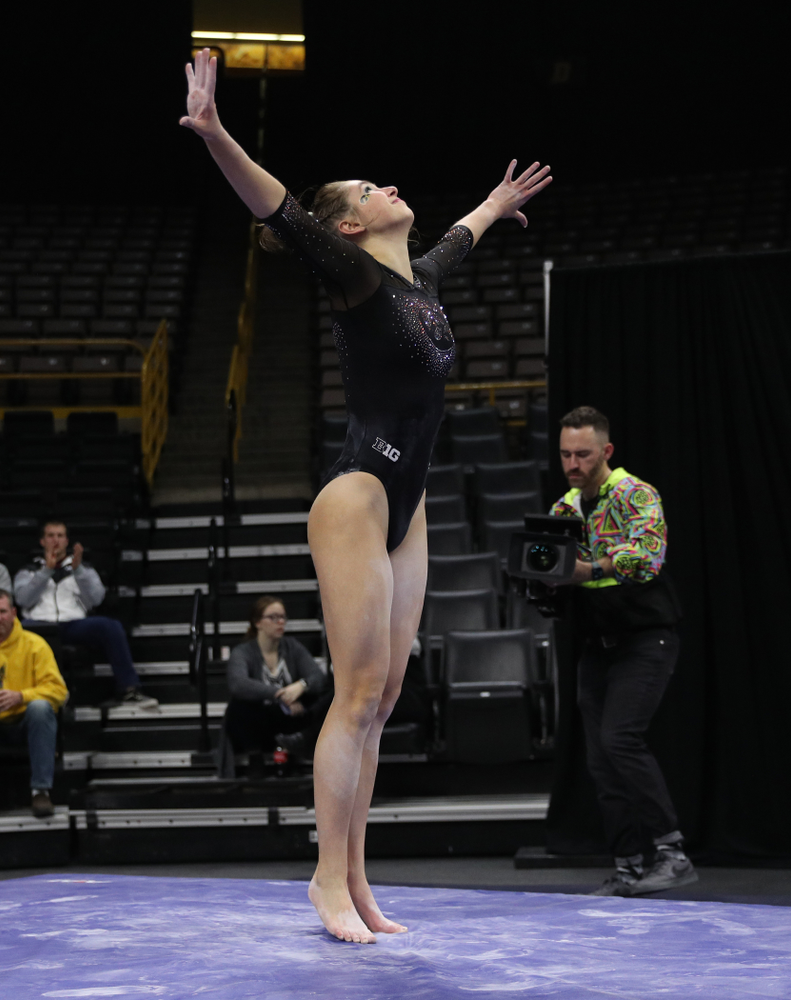 Iowa’s Bridget Killian competes on the beam against Michigan Friday, February 14, 2020 at Carver-Hawkeye Arena. (Brian Ray/hawkeyesports.com)