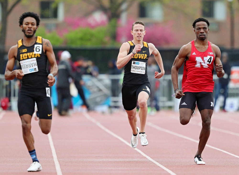 Iowa's Chris Thompson runs the men’s 400 meter dash event on the second day of the Big Ten Outdoor Track and Field Championships at Francis X. Cretzmeyer Track in Iowa City on Saturday, May. 11, 2019. (Stephen Mally/hawkeyesports.com)