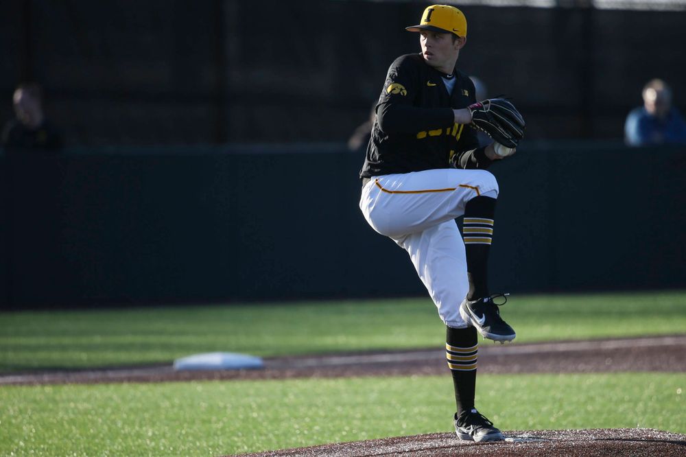 Iowa pitcher Trenton Wallace at the game vs. Bradley on Tuesday, March 26, 2019 at (place). (Lily Smith/hawkeyesports.com)