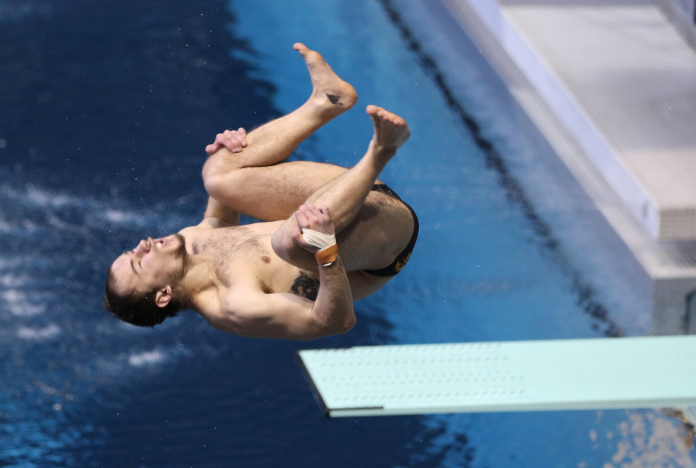 Iowa's Anton Hoherz competes on the 1-meter springboard during the 2019 Big Ten Swimming and Diving Championships Thursday, February 28, 2019 at the Campus Wellness and Recreation Center. (Brian Ray/hawkeyesports.com)
