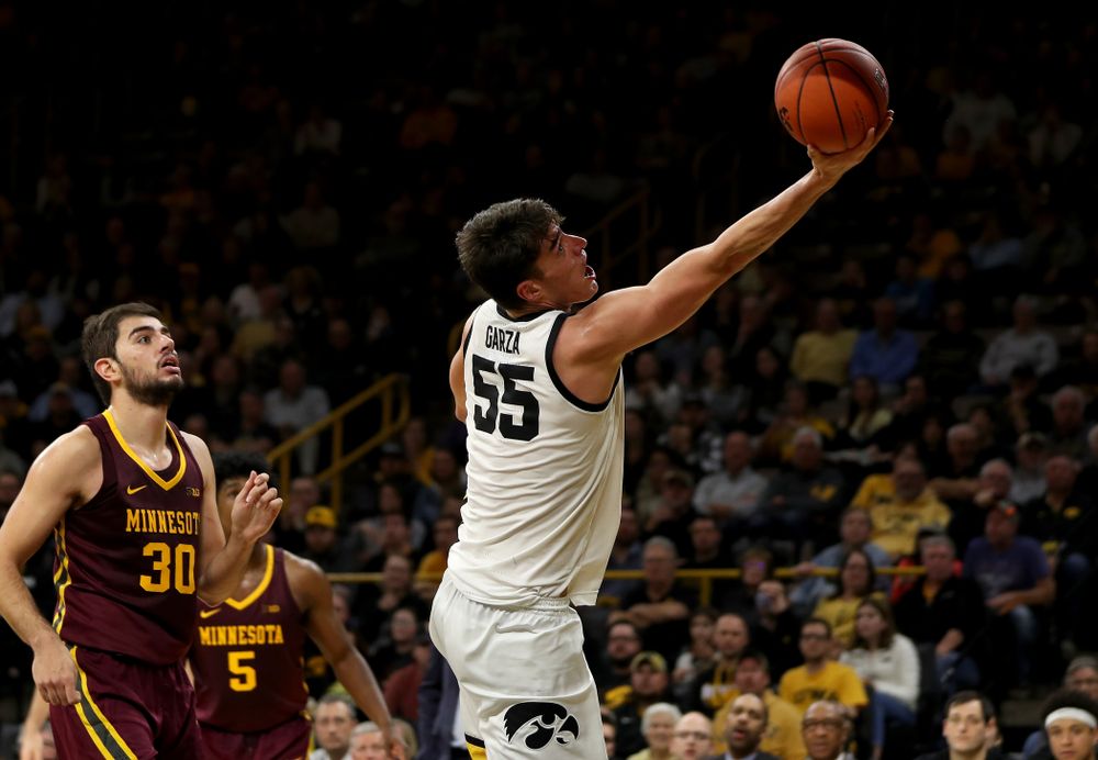 Iowa Hawkeyes forward Luka Garza (55) against the Minnesota Golden Gophers Monday, December 9, 2019 at Carver-Hawkeye Arena. (Brian Ray/hawkeyesports.com)