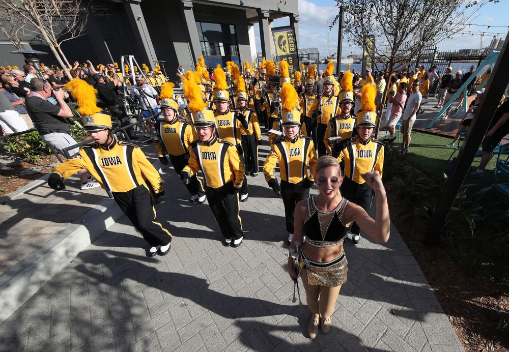 The Hawkeye Marching Band at Hawkeye Huddle Monday, December 31, 2018 at Sparkman Wharf in Tampa, FL. (Brian Ray/hawkeyesports.com)