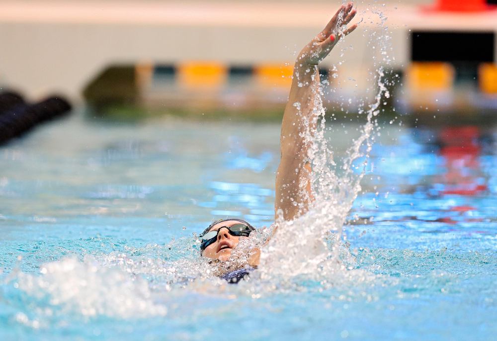 Iowa’s Christina Crane swims the women’s 400 yard individual medley preliminary event during the 2020 Women’s Big Ten Swimming and Diving Championships at the Campus Recreation and Wellness Center in Iowa City on Friday, February 21, 2020. (Stephen Mally/hawkeyesports.com)
