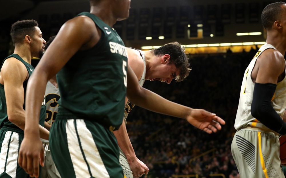 Iowa Hawkeyes forward Luka Garza (55) against the Michigan State Spartans Thursday, January 24, 2019 at Carver-Hawkeye Arena. (Brian Ray/hawkeyesports.com)